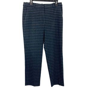 Theory Treeca Gingham Knit Dress Pants Gray & Navy Blue Plaid - Women's Size 8